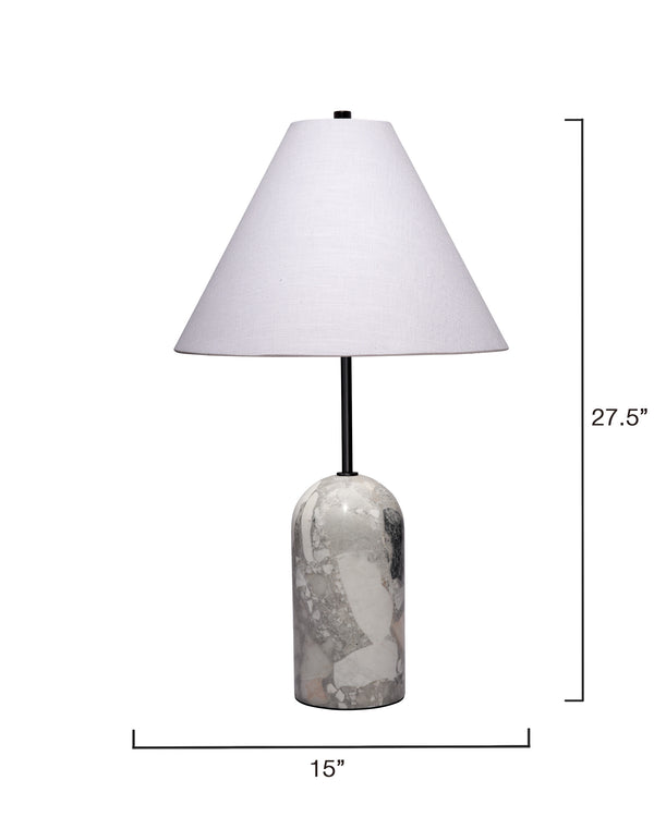 Holt Travertine Table Lamp with Linen Shade