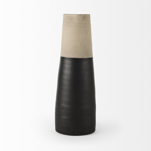 Garand Large 18.8H Two-Toned Black/Natural Ceramic Jug