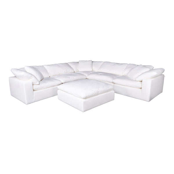 Clay Ottoman Cream White with Stain Resistant Fabric