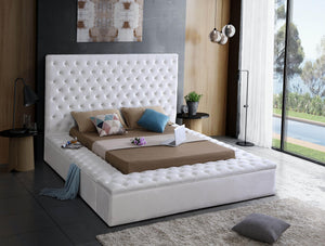 Randal King Bed In White Velvet