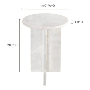 Grace Accent Table in White Marble