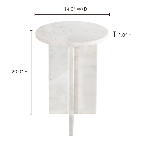 Grace Accent Table in White Marble