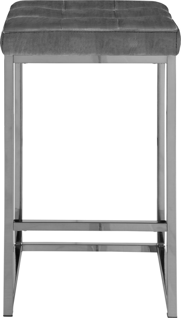 Pearl Stool In Grey Velvet and Chrome