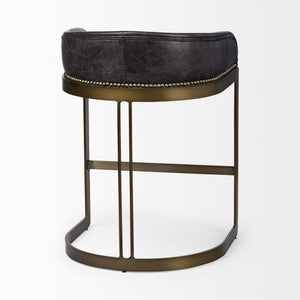 Hollyfield 29" Total Height Black Leather Seat Gold Metal Base Stool