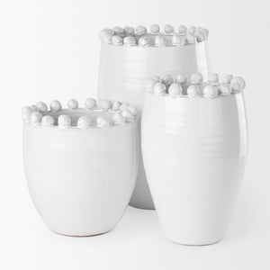 Basin Medium Off-White Glazed Vase
