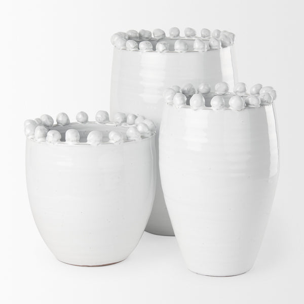 Basin Medium Off-White Glazed Vase