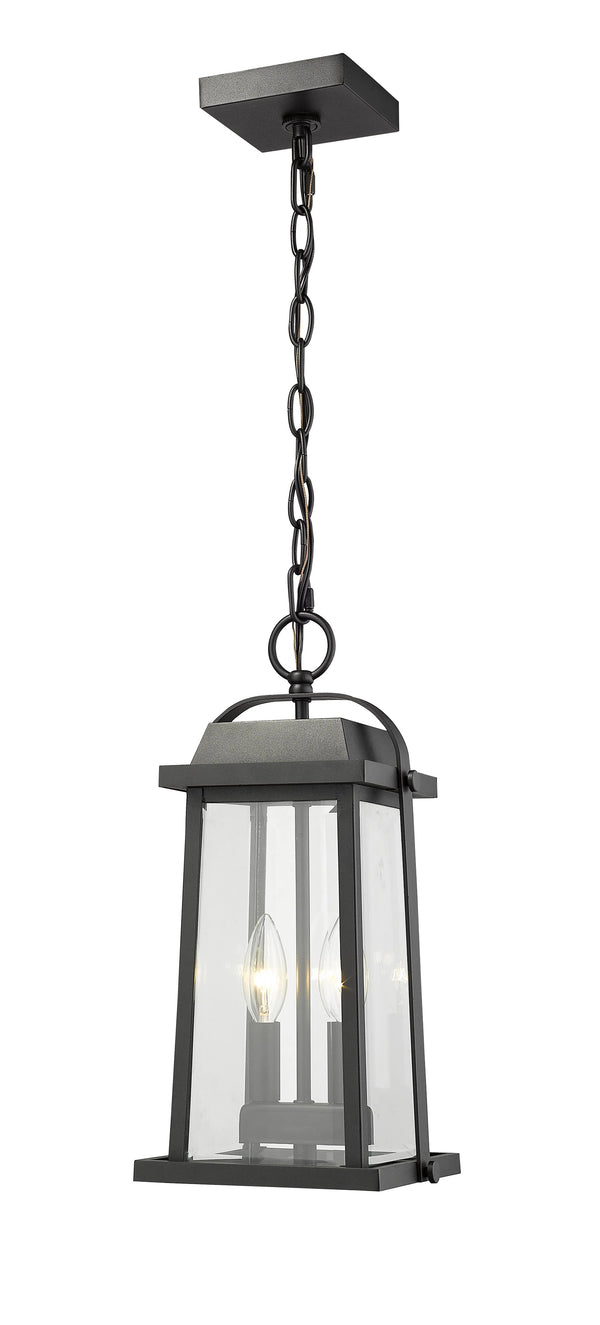 Millworks 2 Light Outdoor Chain Mount Ceiling Fixture in Black Finish