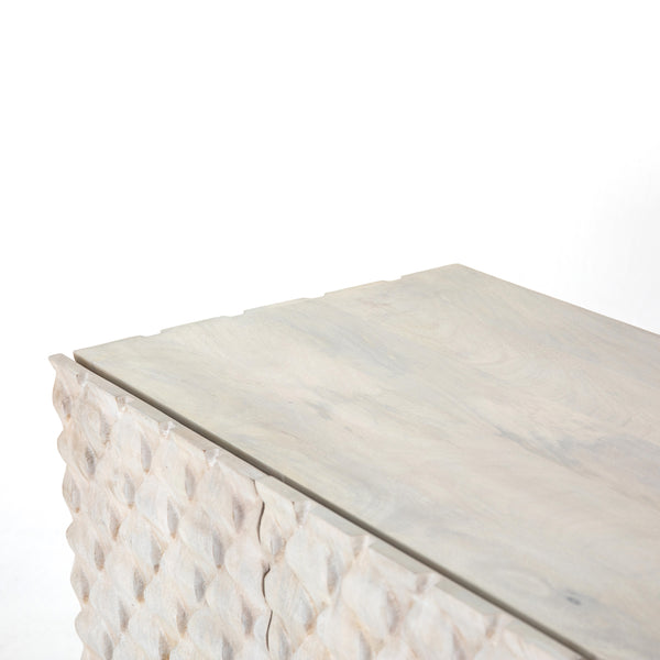 Rio Media Console-Round Cut White Wash