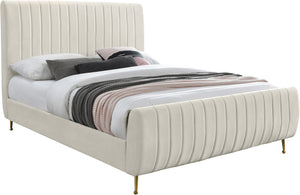 Marcos King Bed In Cream Velvet