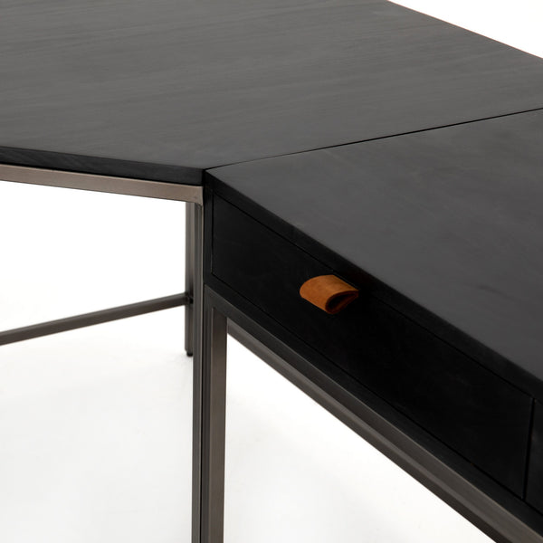 Trey Desk System With Filing Cabinet in Black Wash