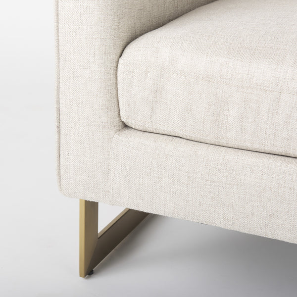 Rupert Cream Poly-Linen Seat w/ Gold Stainless Steel Frame Accent Chair
