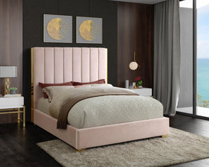 Janie Full Bed In Pink Velvet