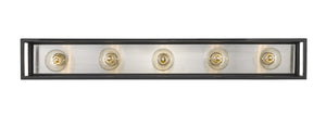 Kube 5 Light Vanity in Matte Black + Brushed Nickel Finish
