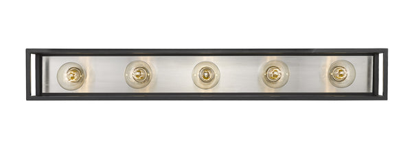 Kube 5 Light Vanity in Matte Black + Brushed Nickel Finish