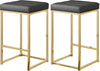 Pearl Stool In Grey Faux Leather and Gold