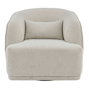 Steward Fabric Swivel Accent Chair In Boucle Beige