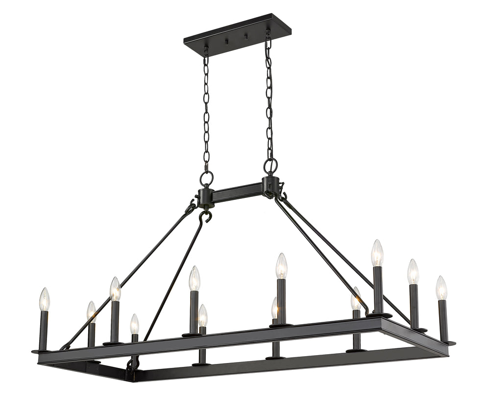 Barclay 12 Light Island/Billiard in Matte Black Finish