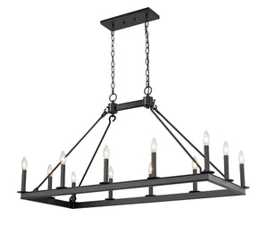 Barclay 12 Light Island/Billiard in Matte Black Finish