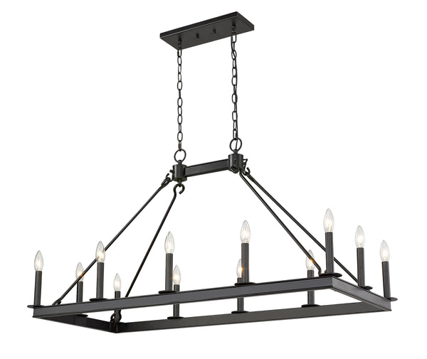 Barclay 12 Light Island/Billiard in Matte Black Finish