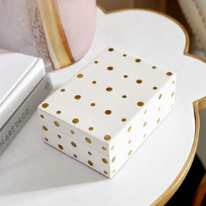 Dot Crown Container in White and Brass