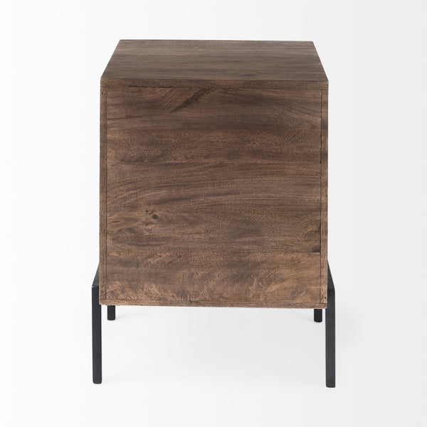 Arelius 20L x 18W x 26H  Medium Brown Wood W/ Black Metal Frame End/Side Table