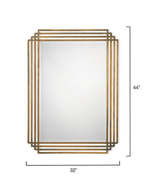 Serai Metal Rectangle Wall Mirror, Antique Brass