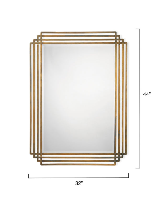 Serai Metal Rectangle Wall Mirror, Antique Brass