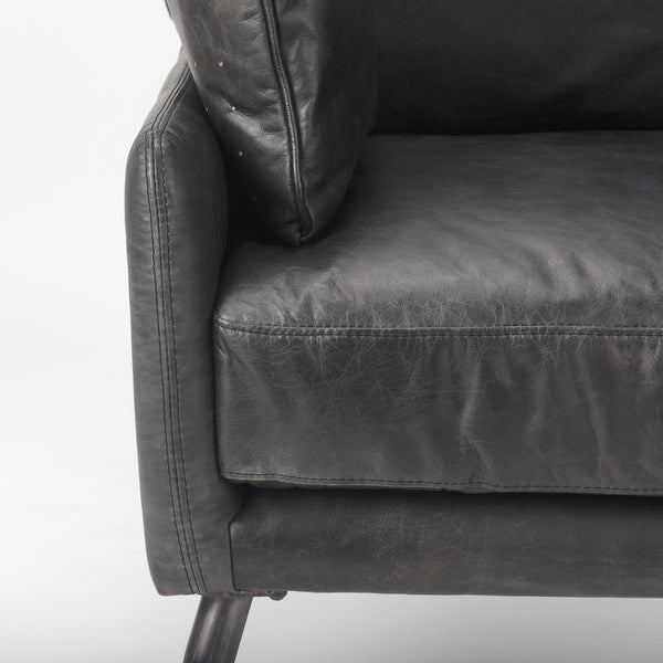 Cochrane 34.5L x 33.0W x 32.5H Black Leather Wrapped Chair