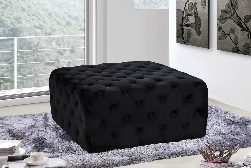 Laurie Ottoman/Bench In Black Velvet