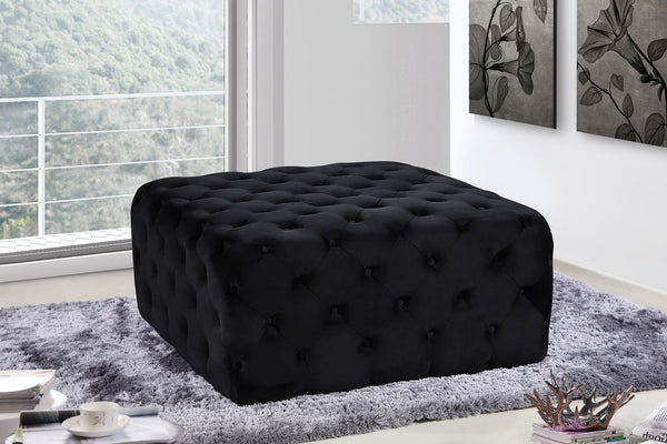 Laurie Ottoman/Bench In Black Velvet