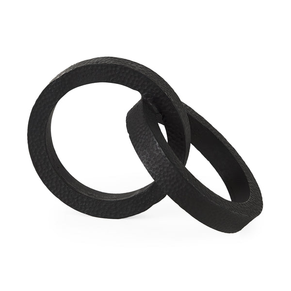 Rafiki Two Blackened Hammered Finish Metal Conjoined Circles