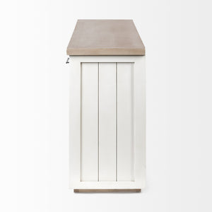 Fairview III Solid Wood Brown Top & White Frame 4 Cabinet Door Sideboard