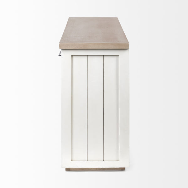 Fairview III Solid Wood Brown Top & White Frame 4 Cabinet Door Sideboard