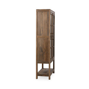 Kharga Reclaimed Wood Tall Cabinet with Glass Doors