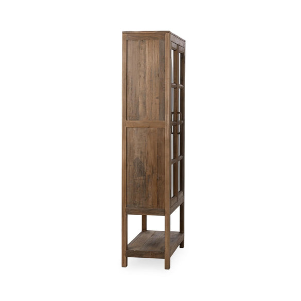 Kharga Reclaimed Wood Tall Cabinet with Glass Doors
