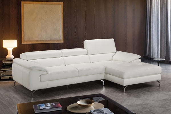 Joni Premium Leather Sectional In Right Facing Chaise