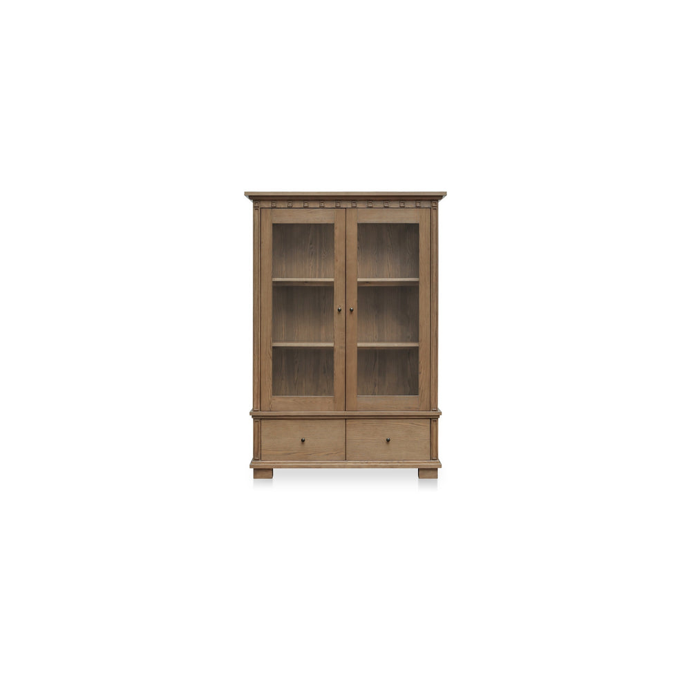 Moe's Lillian Tall Cabinet Brown with Glass Doors