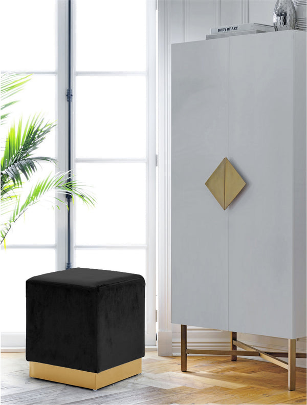 Daniel Ottoman/Stool In Black Velvet and Gold
