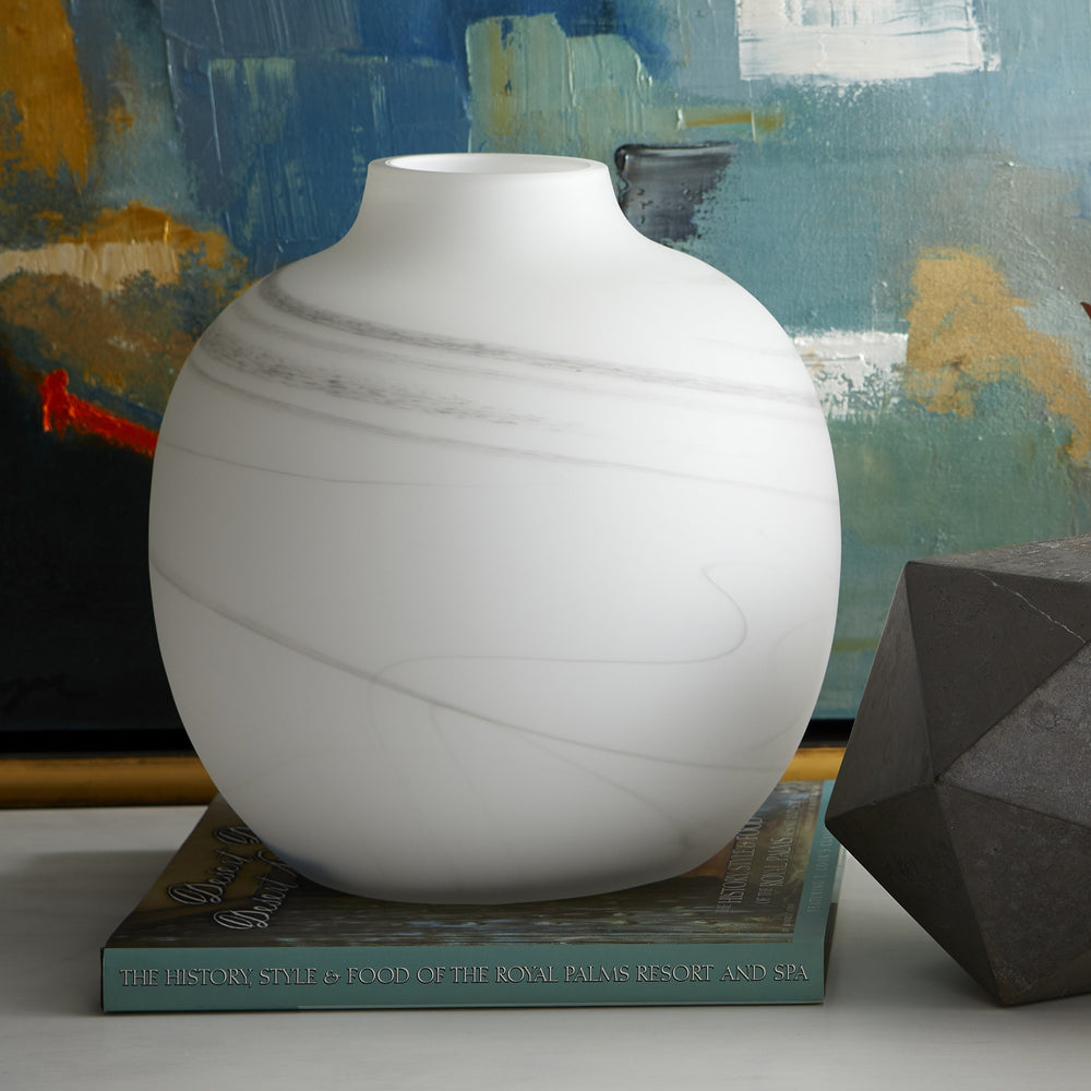 Moon Mist Vase in White and Black Swirl