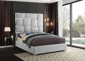 Jan King Bed In White Faux Leather