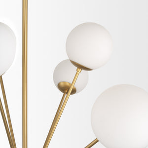 Barbara Brushed Gold Metal w/ Frosted Glass Globes  18-Light Chandelier