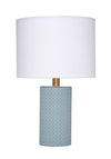 Roman Leather Table Lamp with Linen Shade, Blue