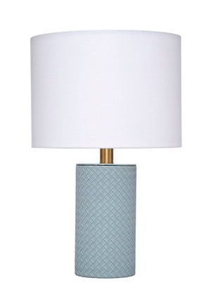 Roman Leather Table Lamp with Linen Shade, Blue