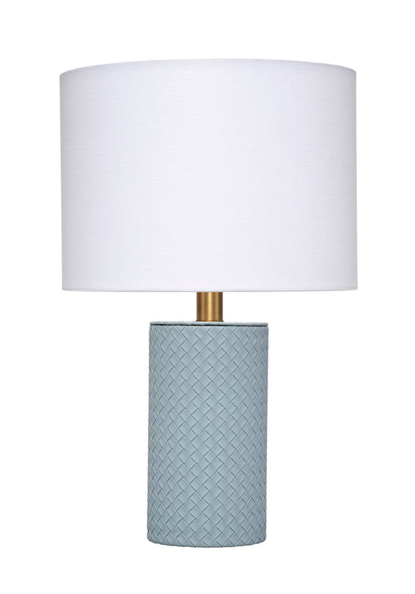 Roman Leather Table Lamp with Linen Shade, Blue