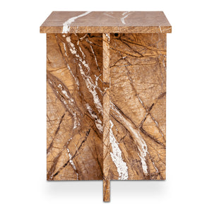 Moe's Blair Accent Table in Golden Forest Marble