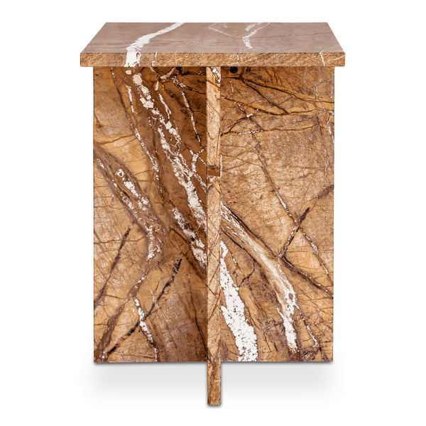 Moe's Blair Accent Table in Golden Forest Marble