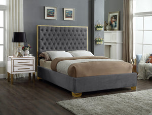Jared King Bed In Grey Velvet