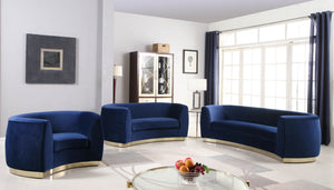Crystal Chair In Navy Velvet and Gold