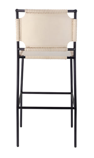 Asher Leather Bar Stool, White