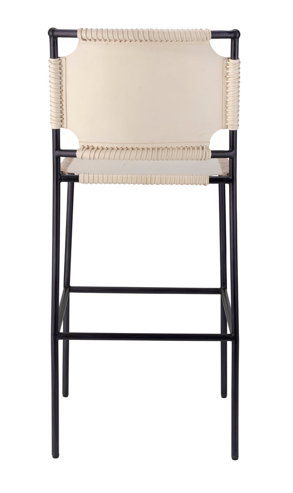 Asher Leather Bar Stool, White